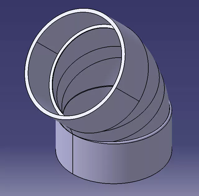 45-degree bend for central vacuum tubing 50mm 3D print model