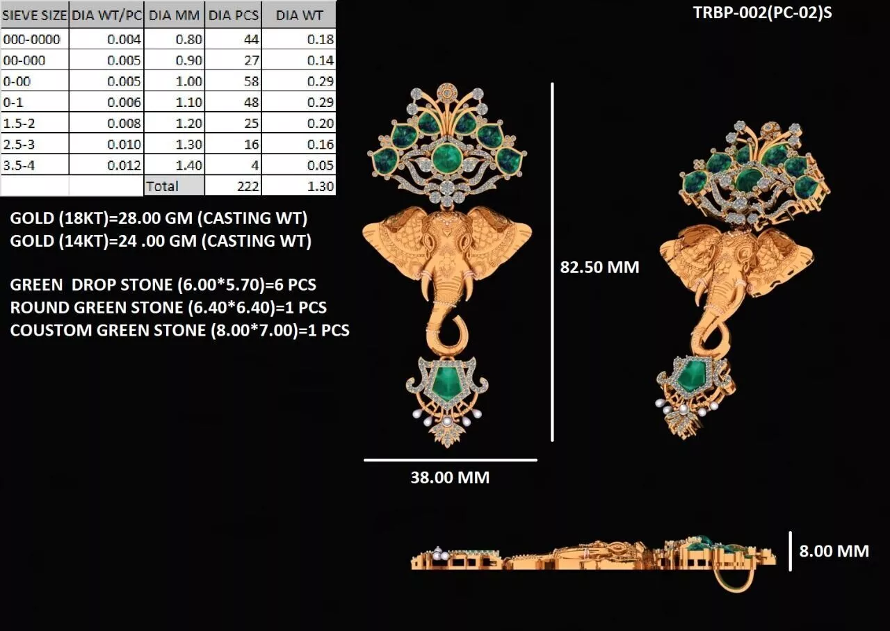 The Imperial Lord Ganesha Royal Elephant Brooch 3D print model