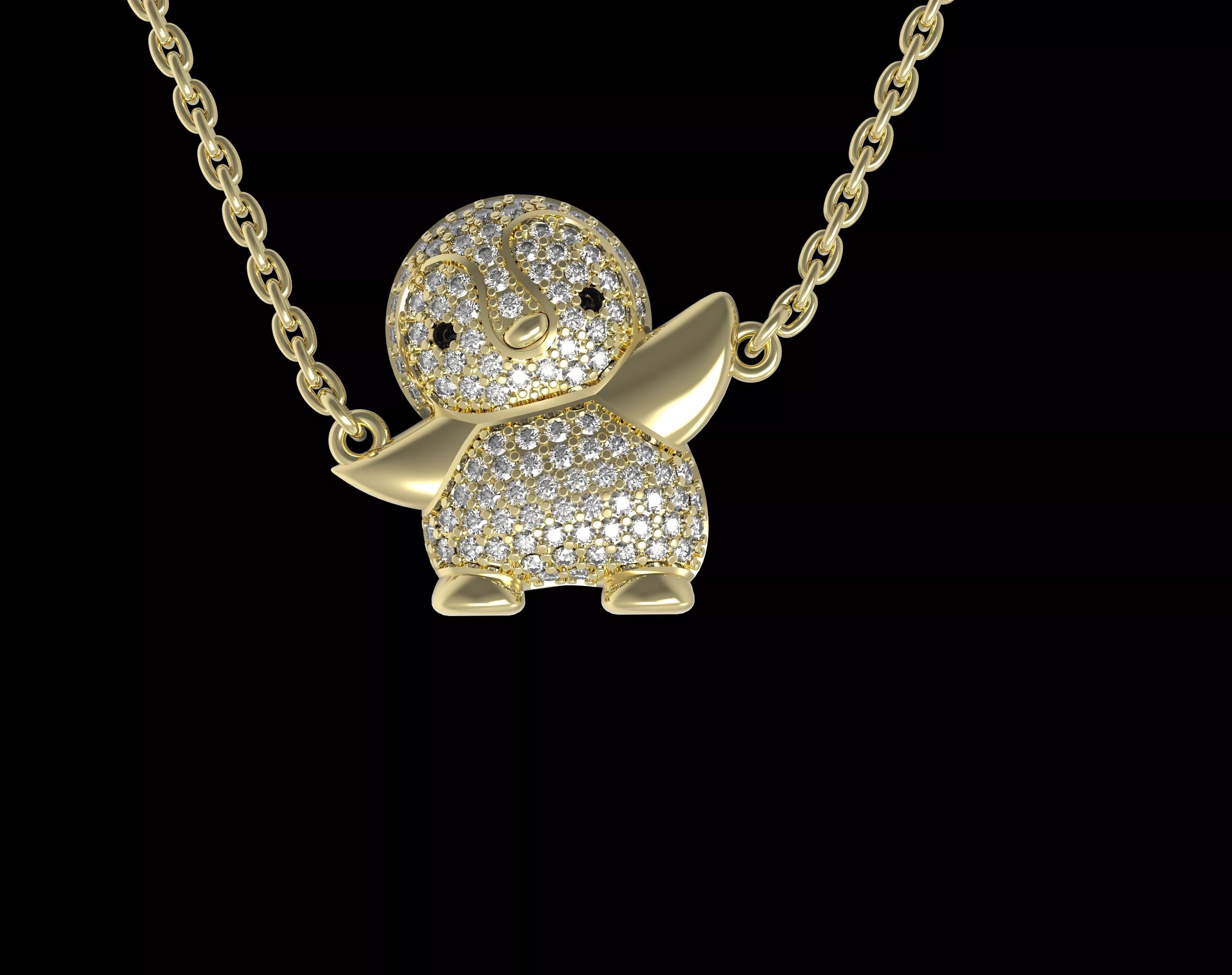 Pinguin Paved Dije Pendant Necklace 3D print model