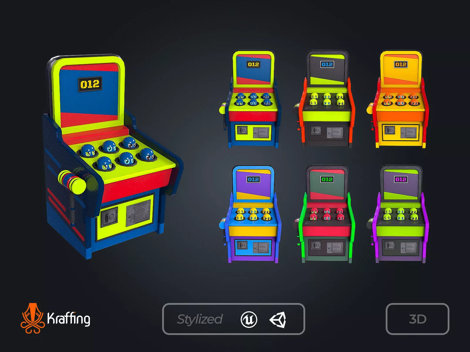 Arcade Hammer V1 Strength Game Low-poly 3D model