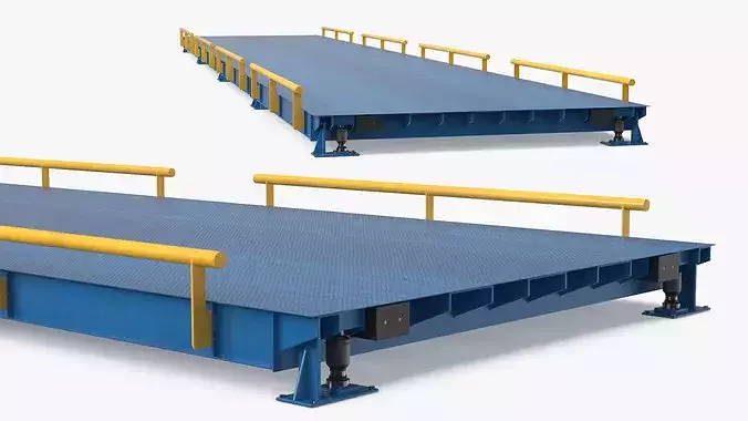 Industrial Vehicle Weighbridge Steel Blue 3D model 5