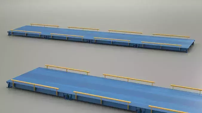 Industrial Vehicle Weighbridge Steel Blue 3D model 4