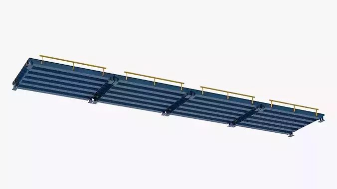 Industrial Vehicle Weighbridge Steel Blue 3D model 7