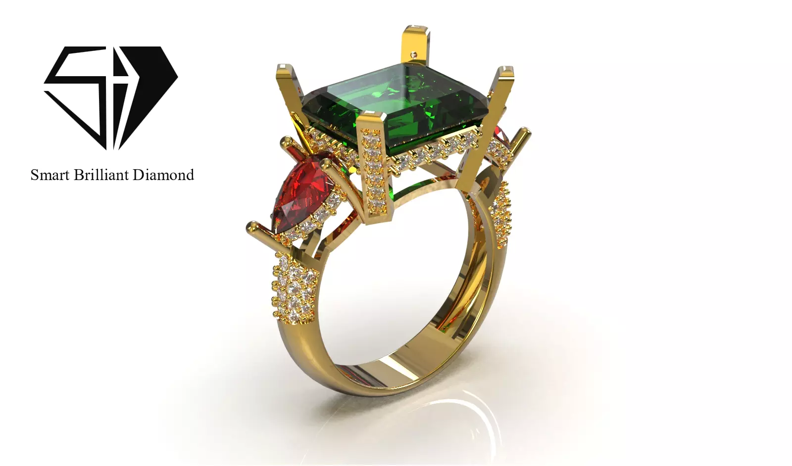 Royal Emerald Marquis Statement Ring jr00398 3D print model