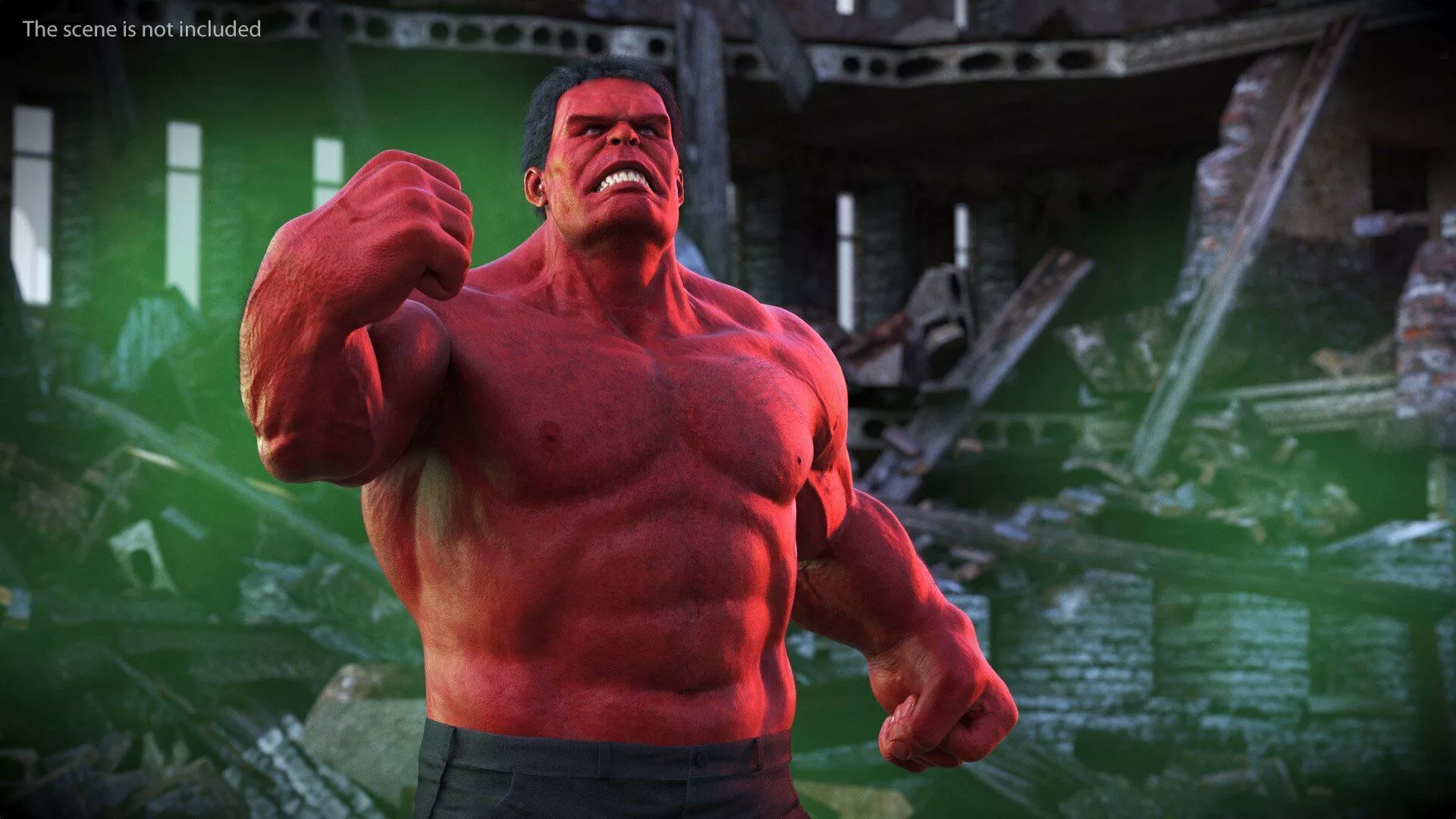 Red Hulk Fur for Cinema 4D Rigged 3D model