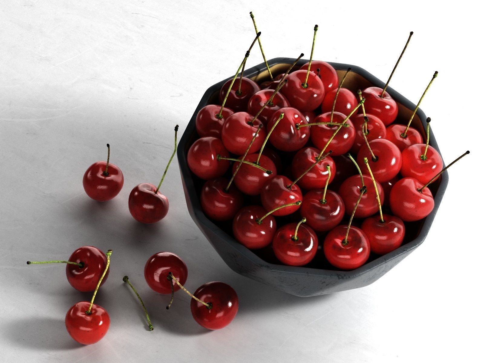 Bowl of Cherries 3D model_2