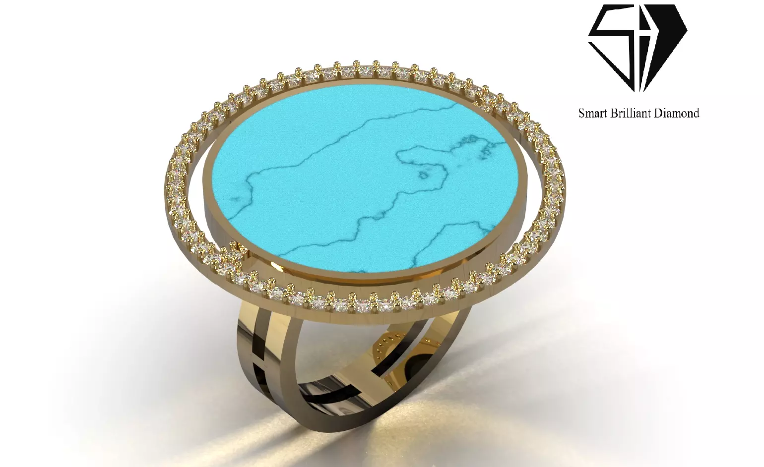 Celestial Turquoise Halo Ring jr00399 3D print model