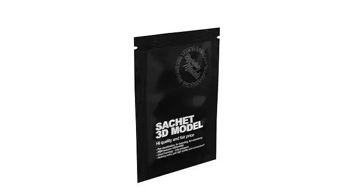 Sachet Pouch Packaging Mockup Low-poly 3D model 5