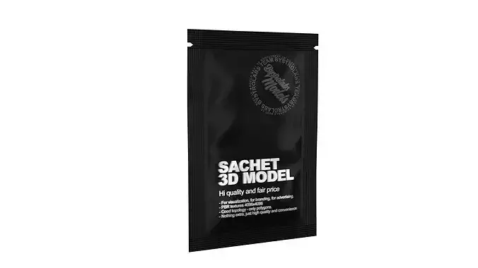 Sachet Pouch Packaging Mockup Low-poly 3D model 2