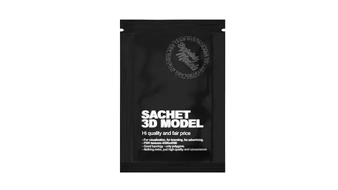 Sachet Pouch Packaging Mockup Low-poly 3D model