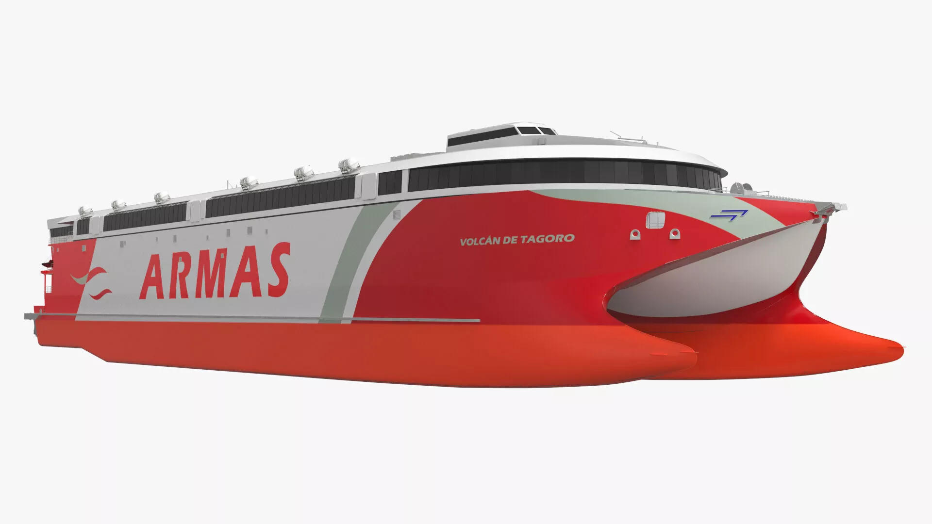 Armas High-Speed Transport Ferry Red Rigged 3D model