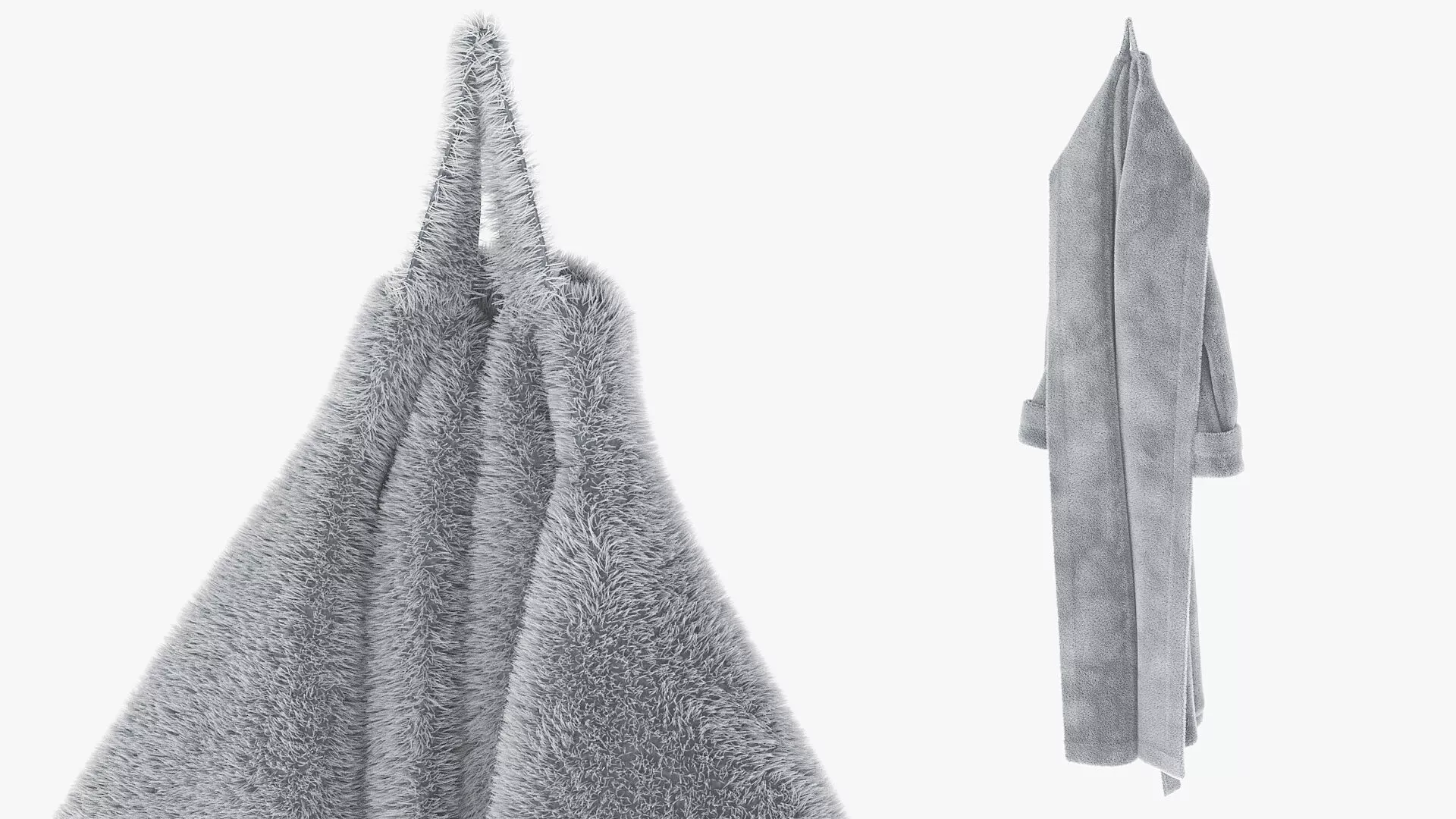 Hooked Bathrobe White Fur 3D model