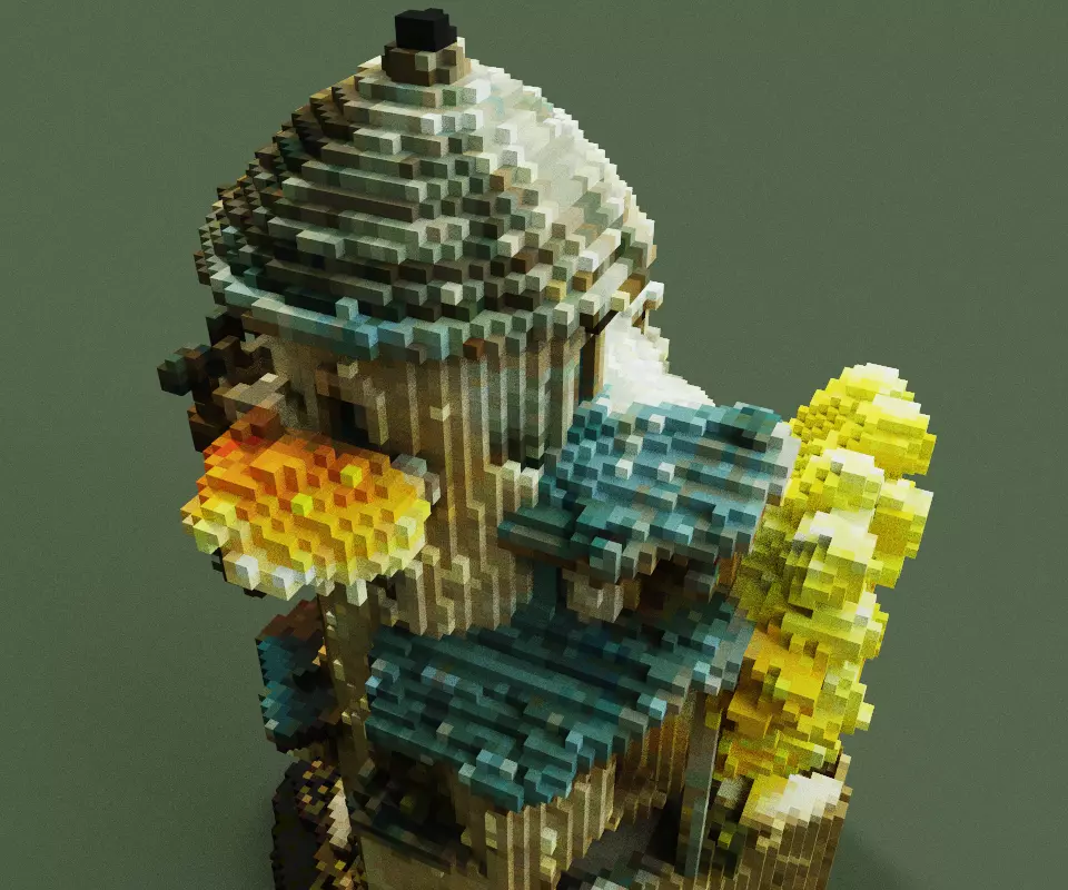 Stylized Voxel Mage House and Alchemy Laboratory 3D model