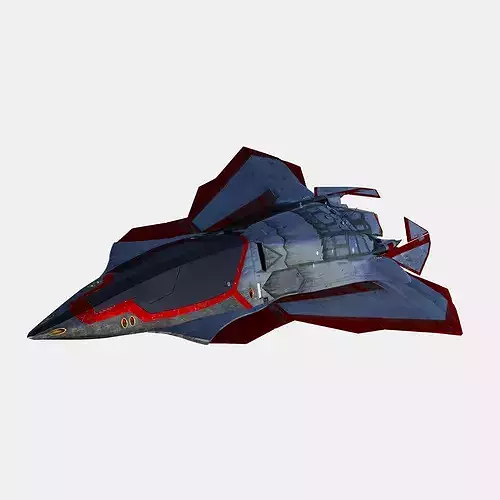 Sci Fi Stealth Fighter Jet - Low Poly PBR Spaceship Exterior