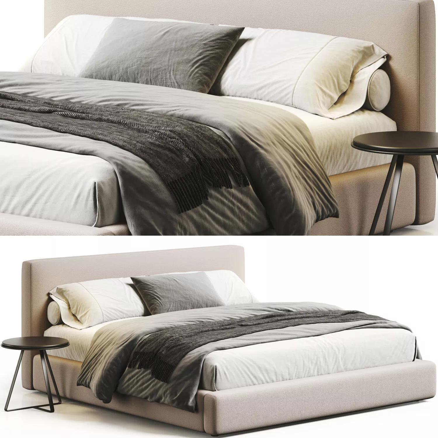 Luxe Upholstered Bed 3D model