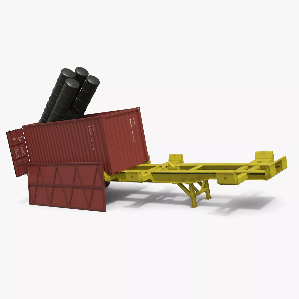 Missile Launch Container on Trailer Rigged for Cinema 4D 3D model