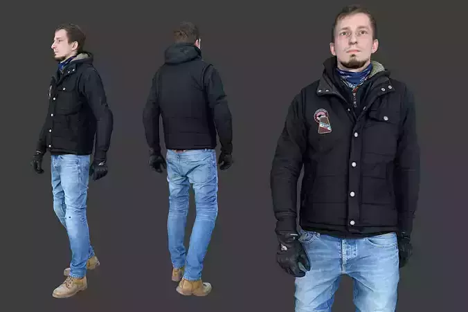 Casual Man in Vest Low-poly 3D model