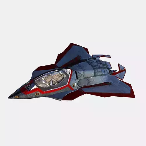 Sci Fi Stealth Fighter Jet - Low Poly PBR Spaceship Interior