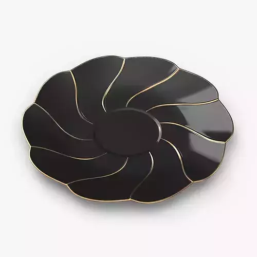 Black Porcelain Saucer with Golden Trim 3D model