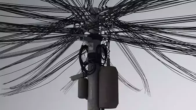 Overhead Electric Cables System PBR 3D model