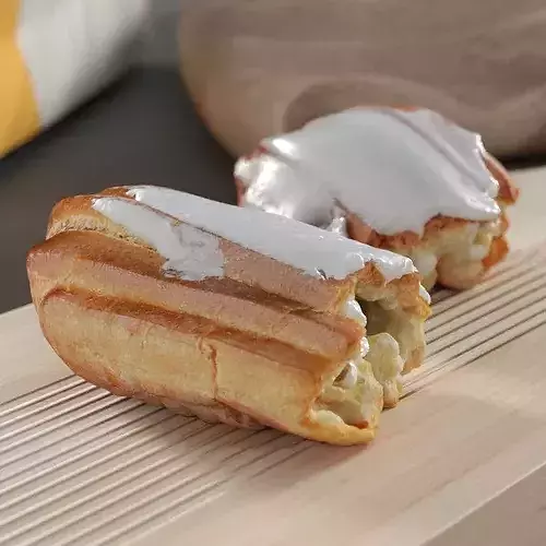 Eclair with Vanilla Cream Broken 3D model