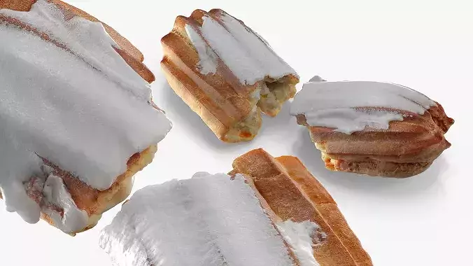 Eclair with Vanilla Cream Broken 3D model 4