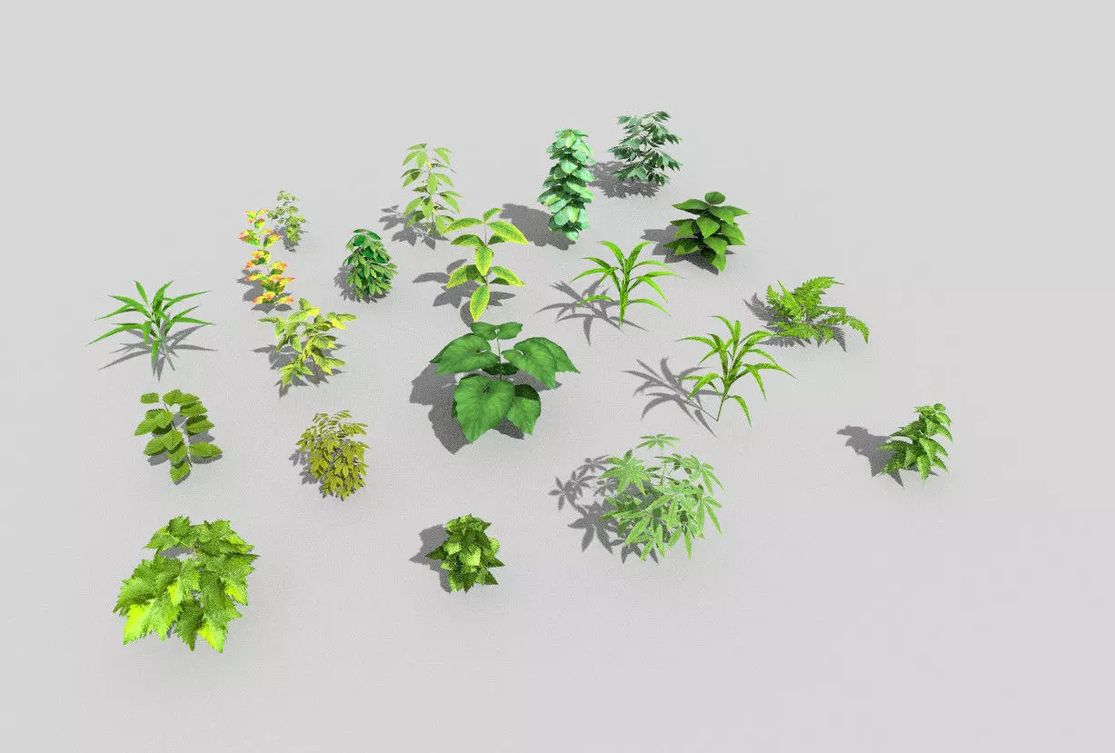 20 low poly grounds plant pack Low-poly 3D model_0