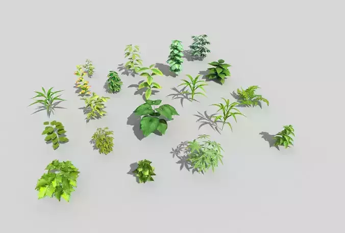 20 low poly grounds plant pack Low-poly 3D model