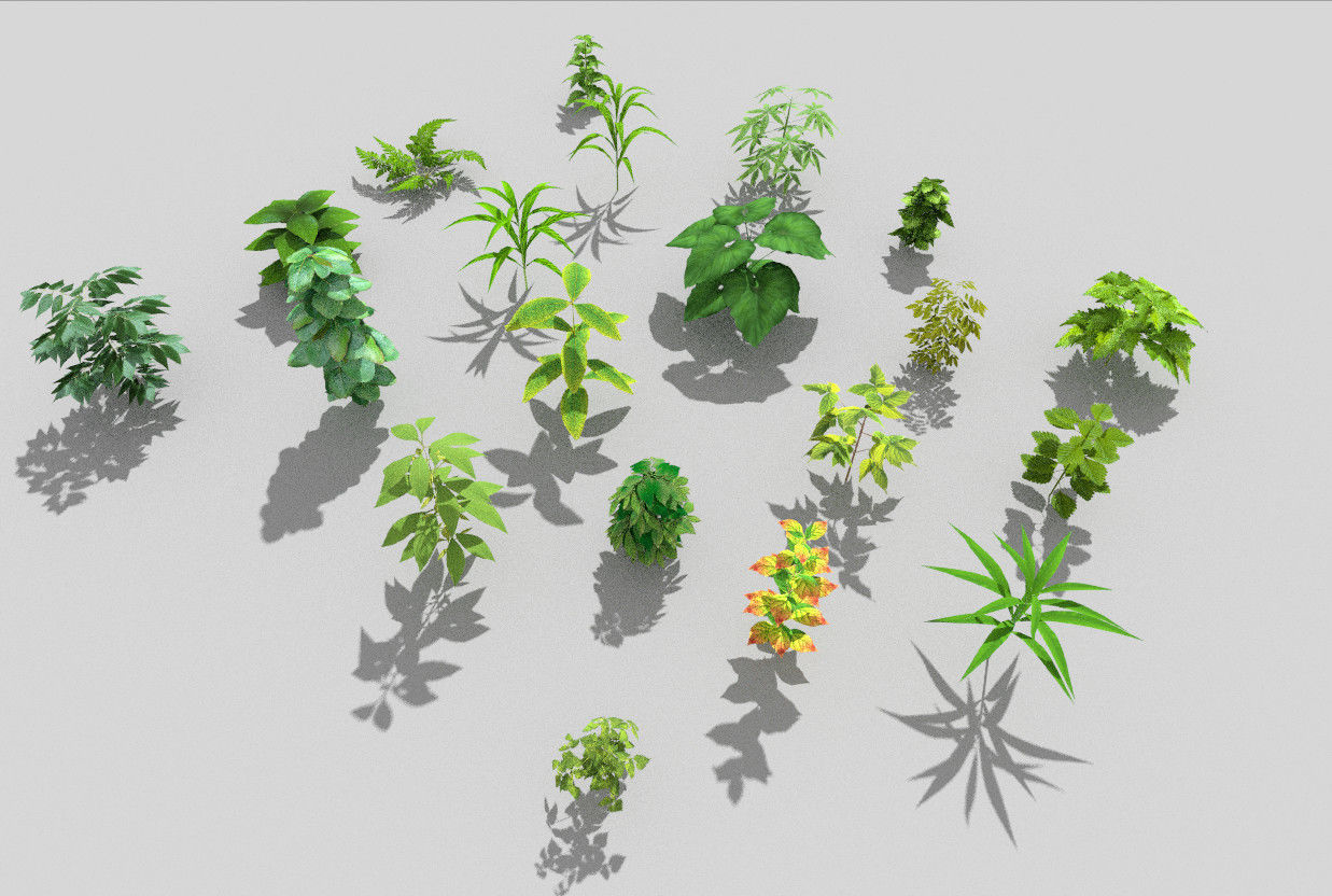 20 low poly grounds plant pack Low-poly 3D model_3