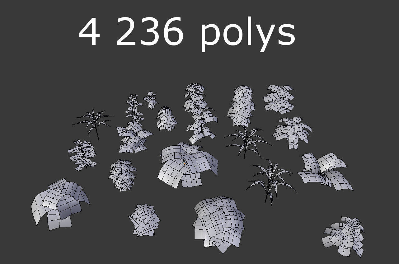 20 low poly grounds plant pack Low-poly 3D model_5