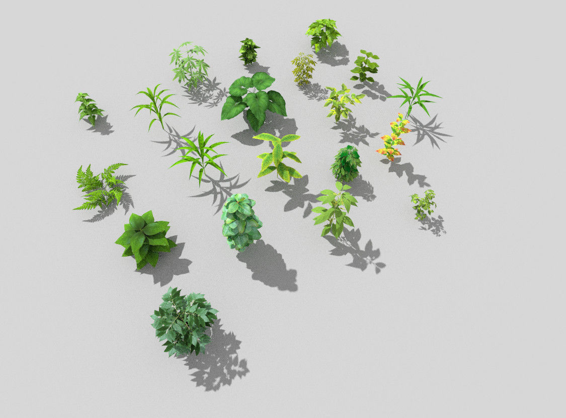 20 low poly grounds plant pack Low-poly 3D model_2