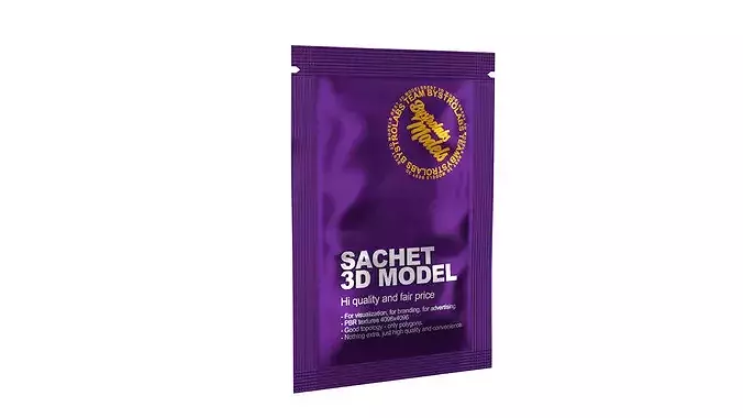 Food Sachet Low-poly 3D model 2