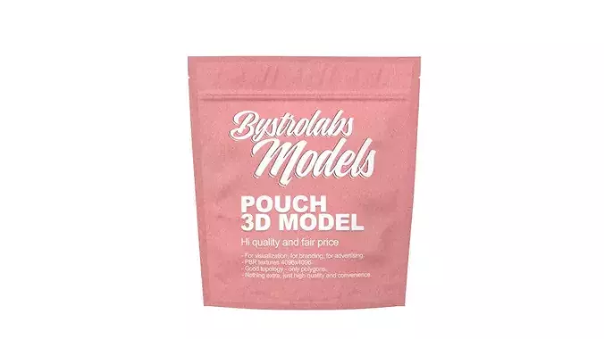 Mylar Paper Pouch Bag Low-poly 3D model 2
