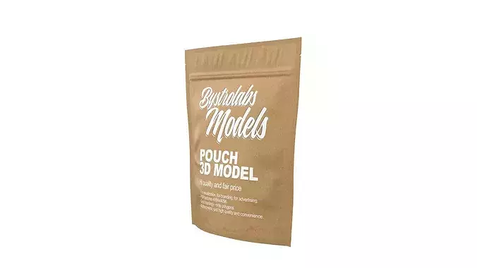 Zipper Paper Pouch Low-poly 3D model 4