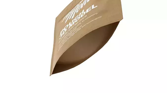 Zipper Paper Pouch Low-poly 3D model 7