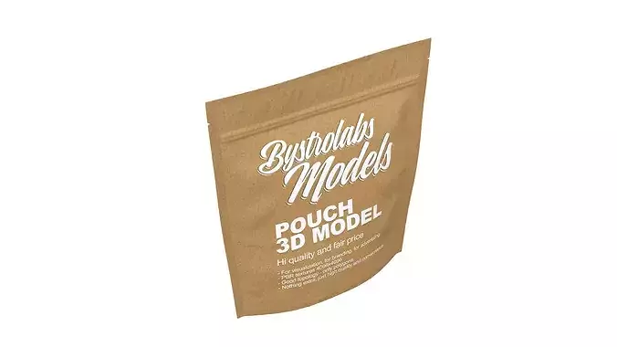 Zipper Paper Pouch Low-poly 3D model 5
