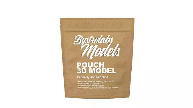 Zipper Paper Pouch Low-poly 3D model 2