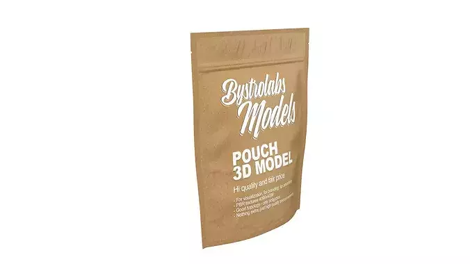 Zipper Paper Pouch Low-poly 3D model 6