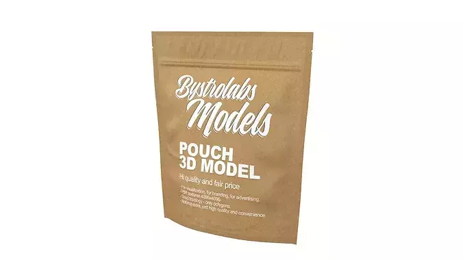 Zipper Paper Pouch Low-poly 3D model