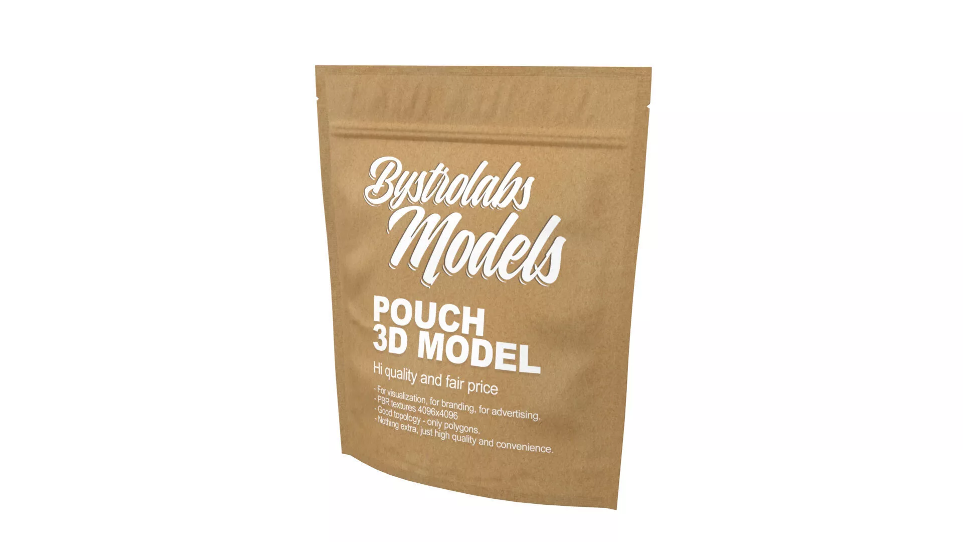 Zipper Paper Pouch Low-poly 3D model