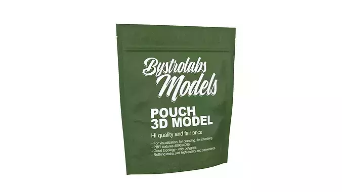 Standup Pouch with Zipper Low-poly 3D model 3