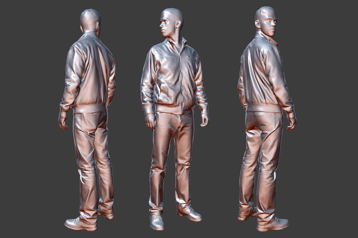 Casual Man in Leather Jacket Low-poly 3D model_5