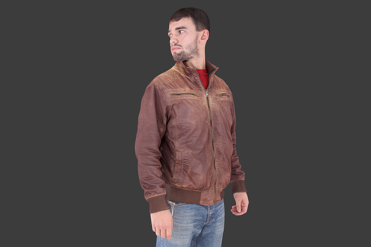 Casual Man in Leather Jacket Low-poly 3D model_1