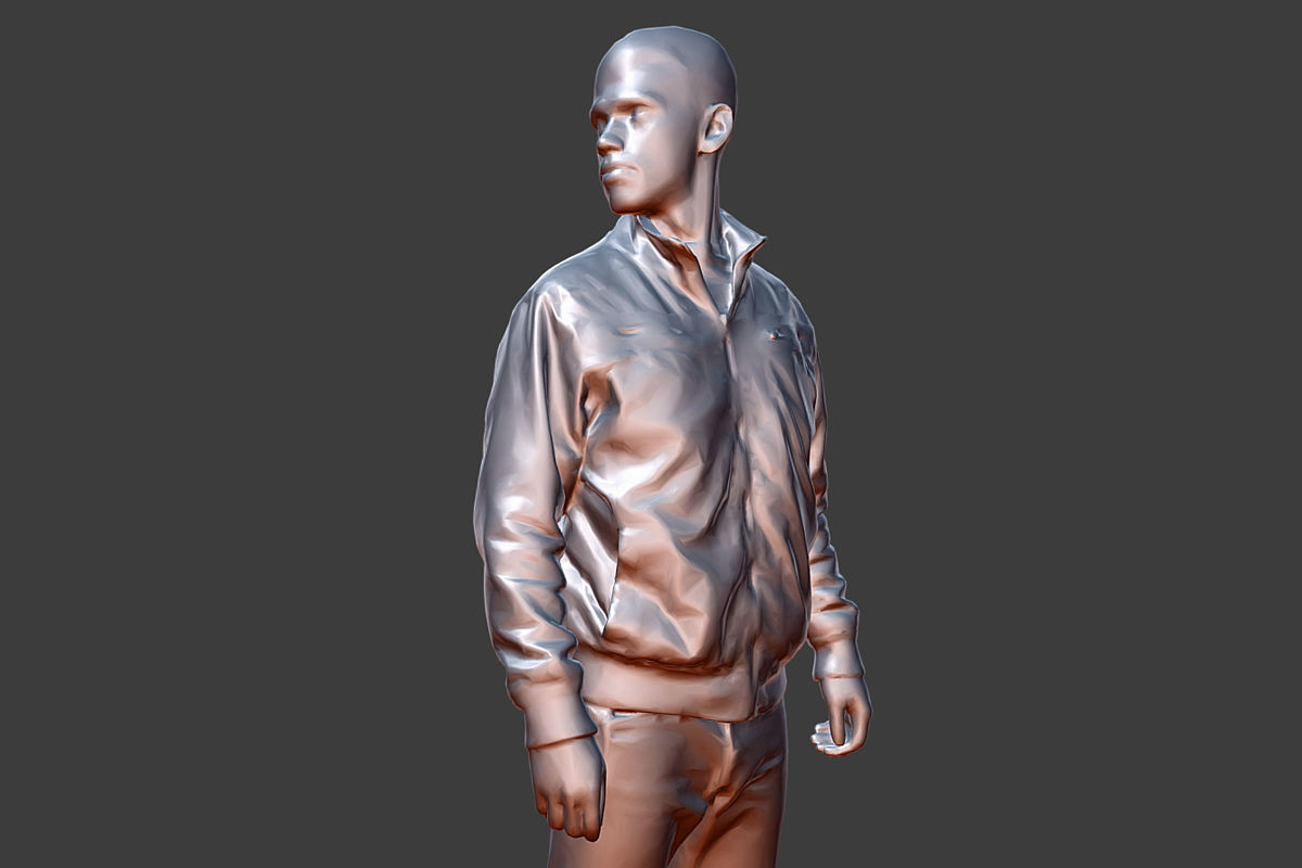 Casual Man in Leather Jacket Low-poly 3D model_3
