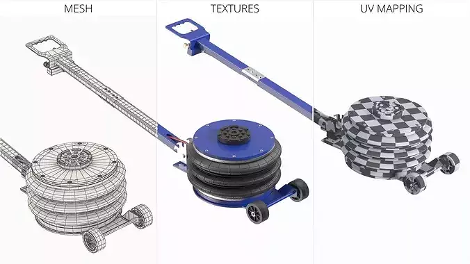 Folded Pneumatic Air Bag Jack 3D model 7