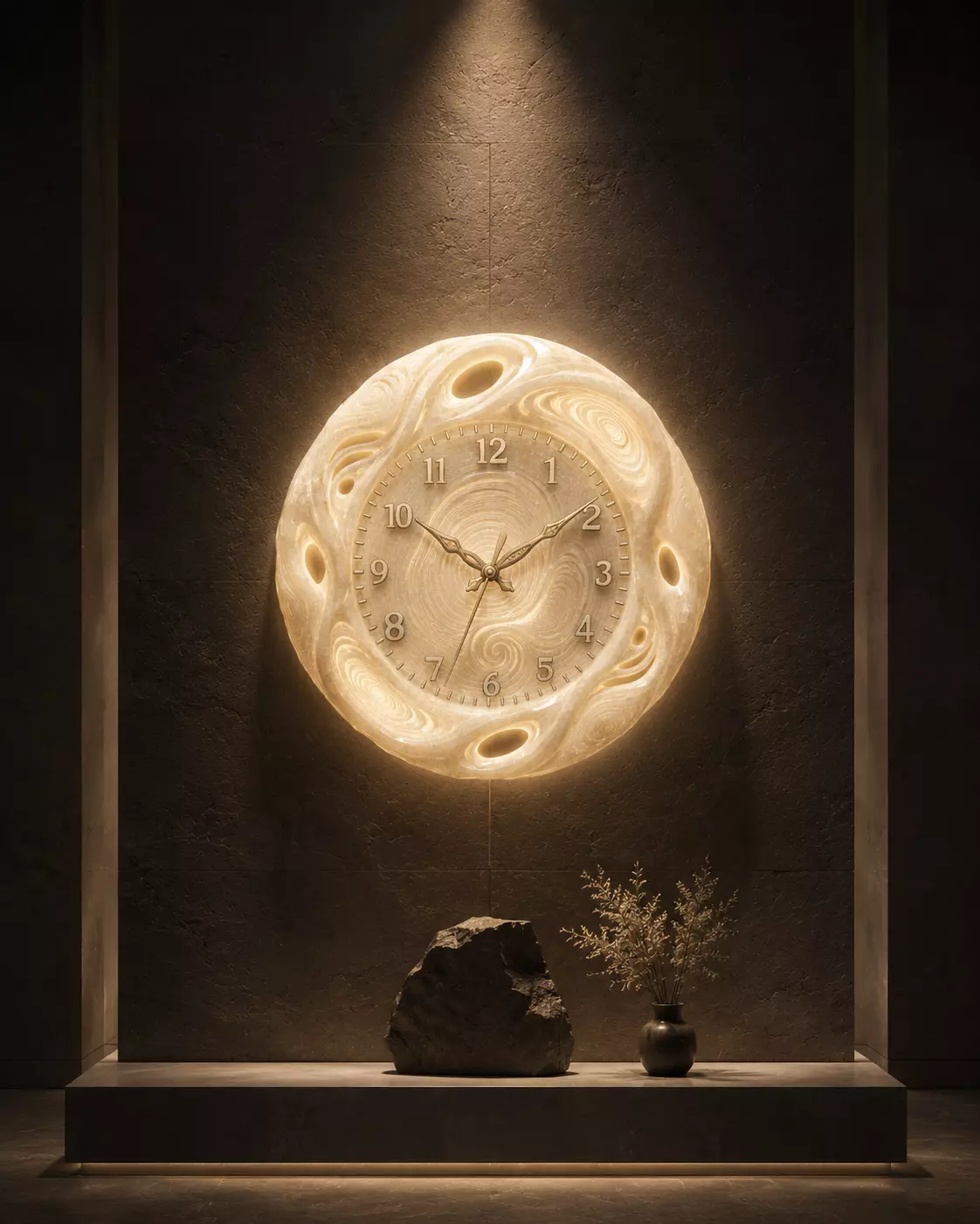 Organic Vortex Wall Clock Abstract Wood Grain Sculpture Decor 3D print model