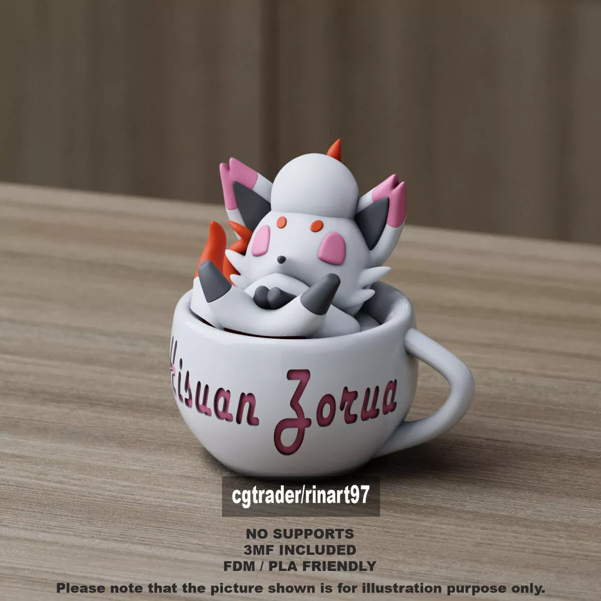 Hisuian Zorua in the chill cup 3D print model