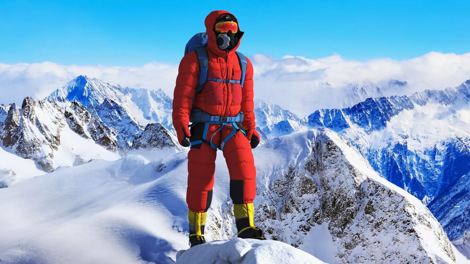 Fully Equipped Alpine Mountaineer Rigged for Cinema 4D 3D model