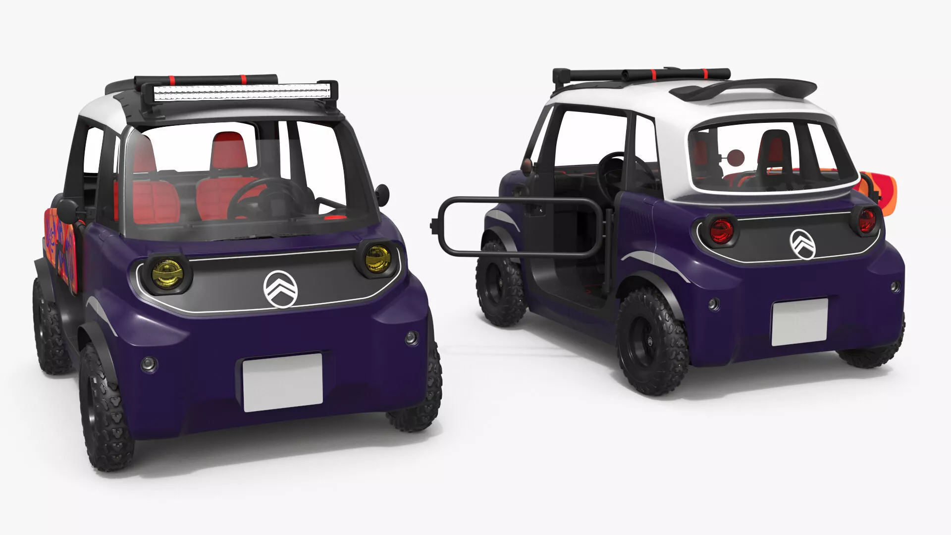 Citroen Ami Open Roof Mini EV Purple Rigged for Maya 3D model
