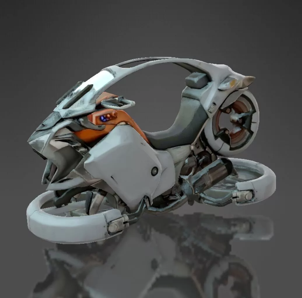 Cyberpunk Sci-Fi Hoverbike Low-poly 3D model
